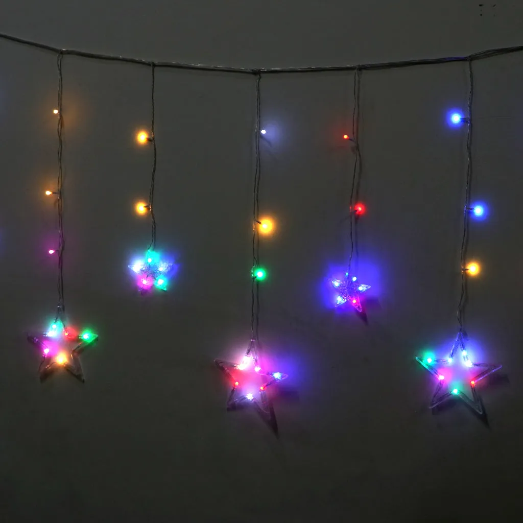 6 6 Multi-Color Star LED Curtain Lights