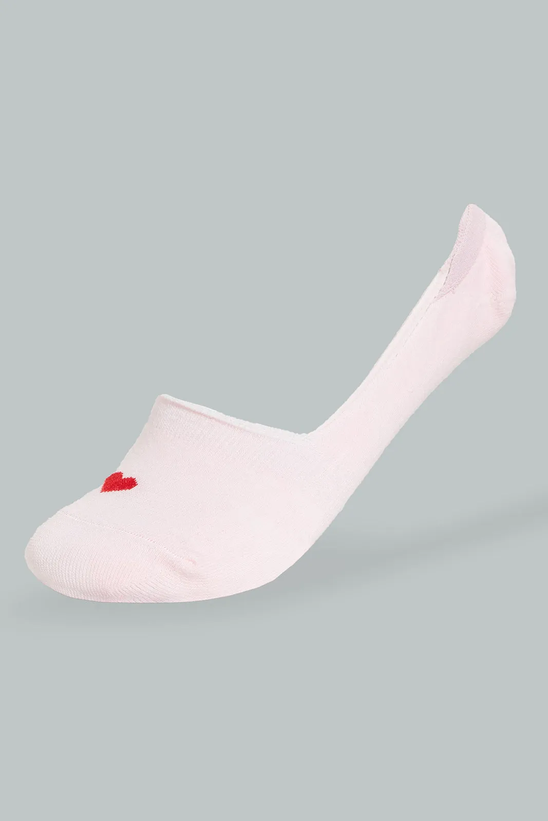 Assorted Invisible Socks With Heart Print Set (Pack of 3)