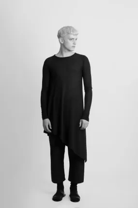 Asymmetric black cotton top