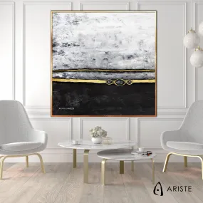 Black, white & gold abstract oversized wall art made to order in a custom size