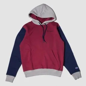 CHAMPION - Men - Colorblock Powerblend Pullover Hoodie - Cranberry/Navy/Grey