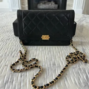 Chanel Boy Wallet On Chain (WOC) Black Lambskin