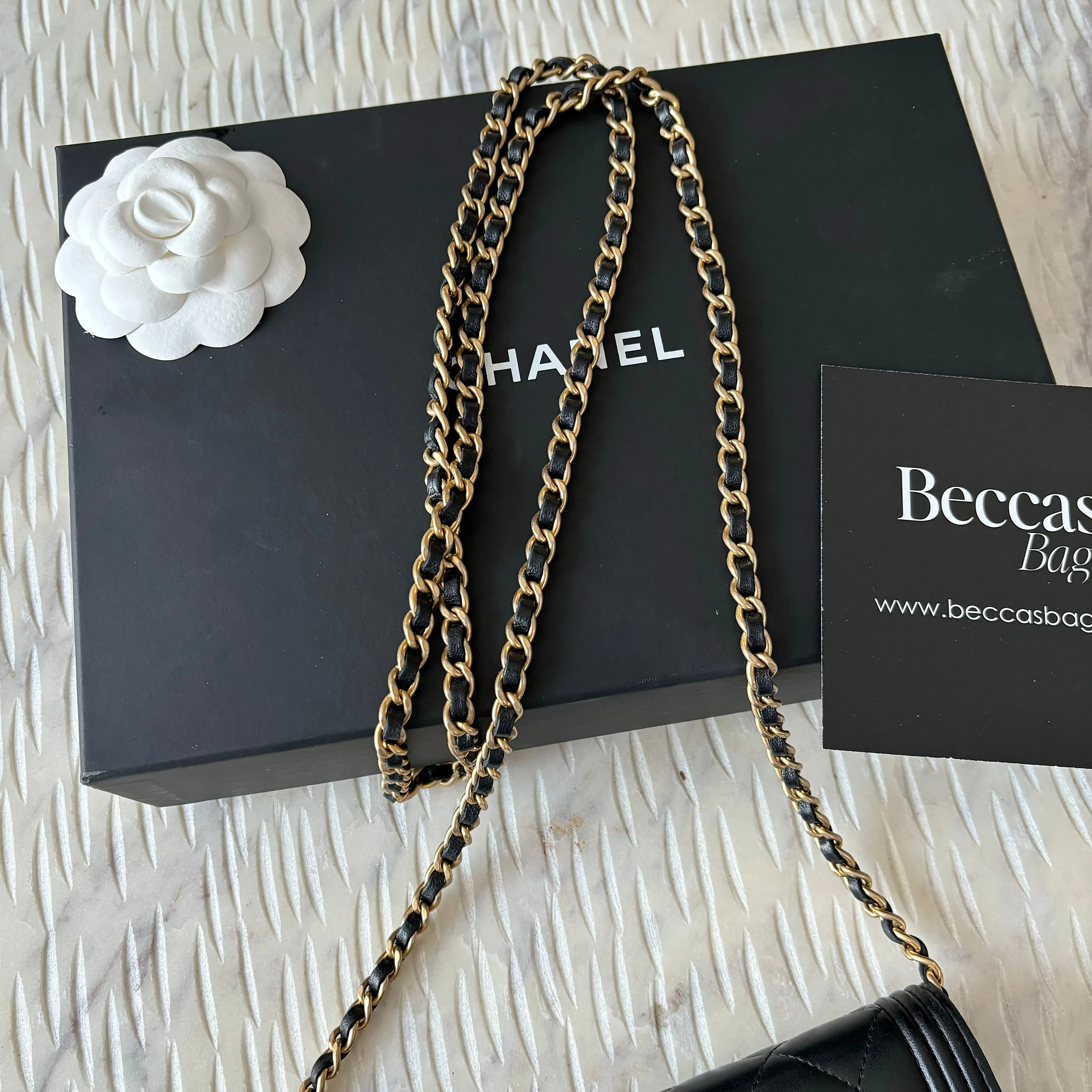 Chanel Boy Wallet On Chain (WOC) Black Lambskin