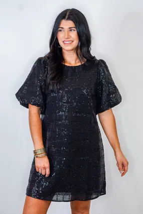 Chasing Midnight Black Sequin Dress