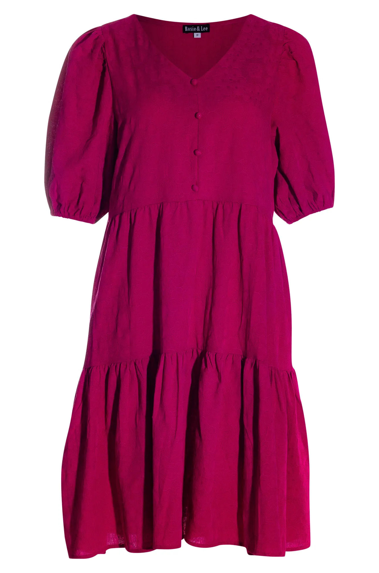 Cotton Blend Floral embossed Dress | MAGENTA | 6136YY