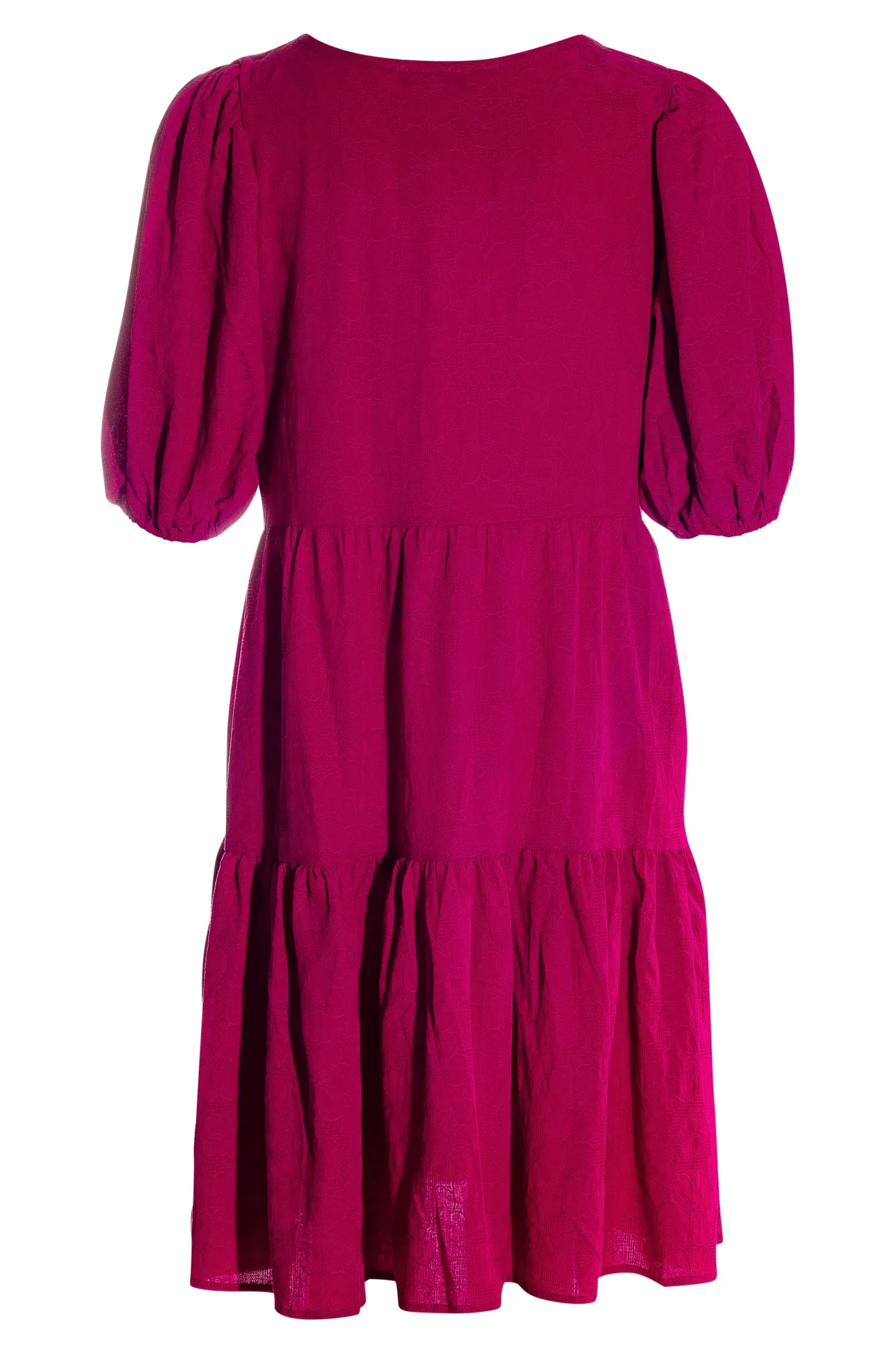 Cotton Blend Floral embossed Dress | MAGENTA | 6136YY