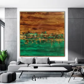 Emerald green &  abstract extra large wall art made to order in a custom size