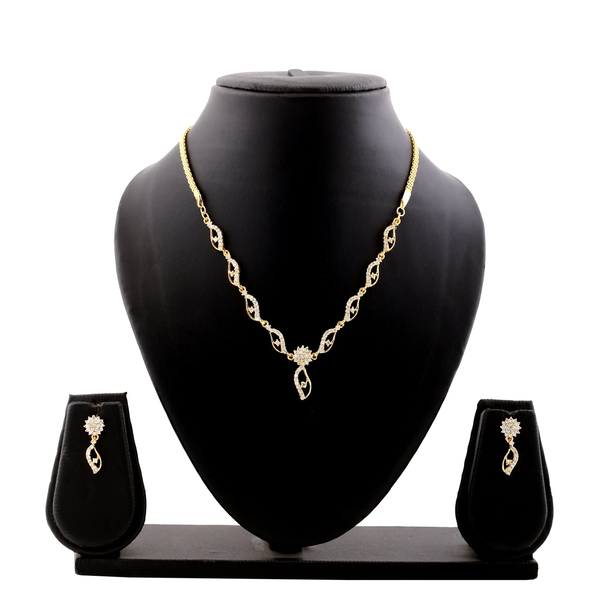 Estele Gold Plated CZ Elegant Necklace Set for Women