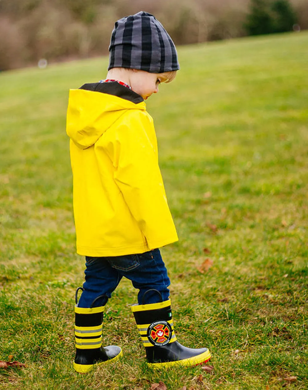 Fireman Rescue Loop Handle Rubber Rain Boots