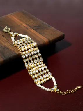 Gold Plated Kundan Studded Handcrafted Bracelet