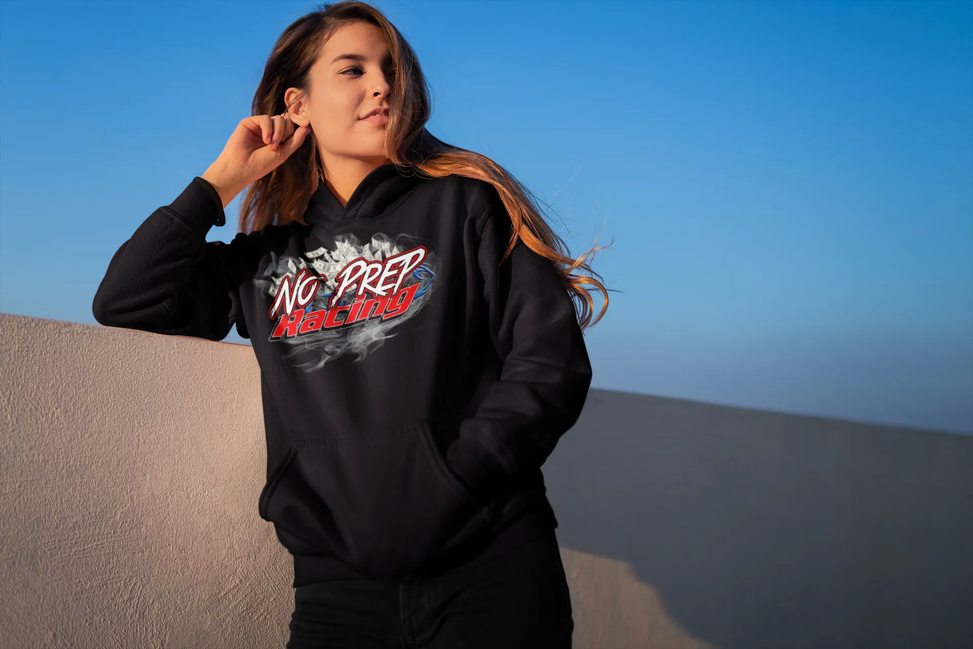 No Prep Racing Black Pullover Hoodie