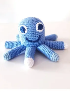 Octopus Crochet Fair Trade Rattle Toy - Cornflower Blue