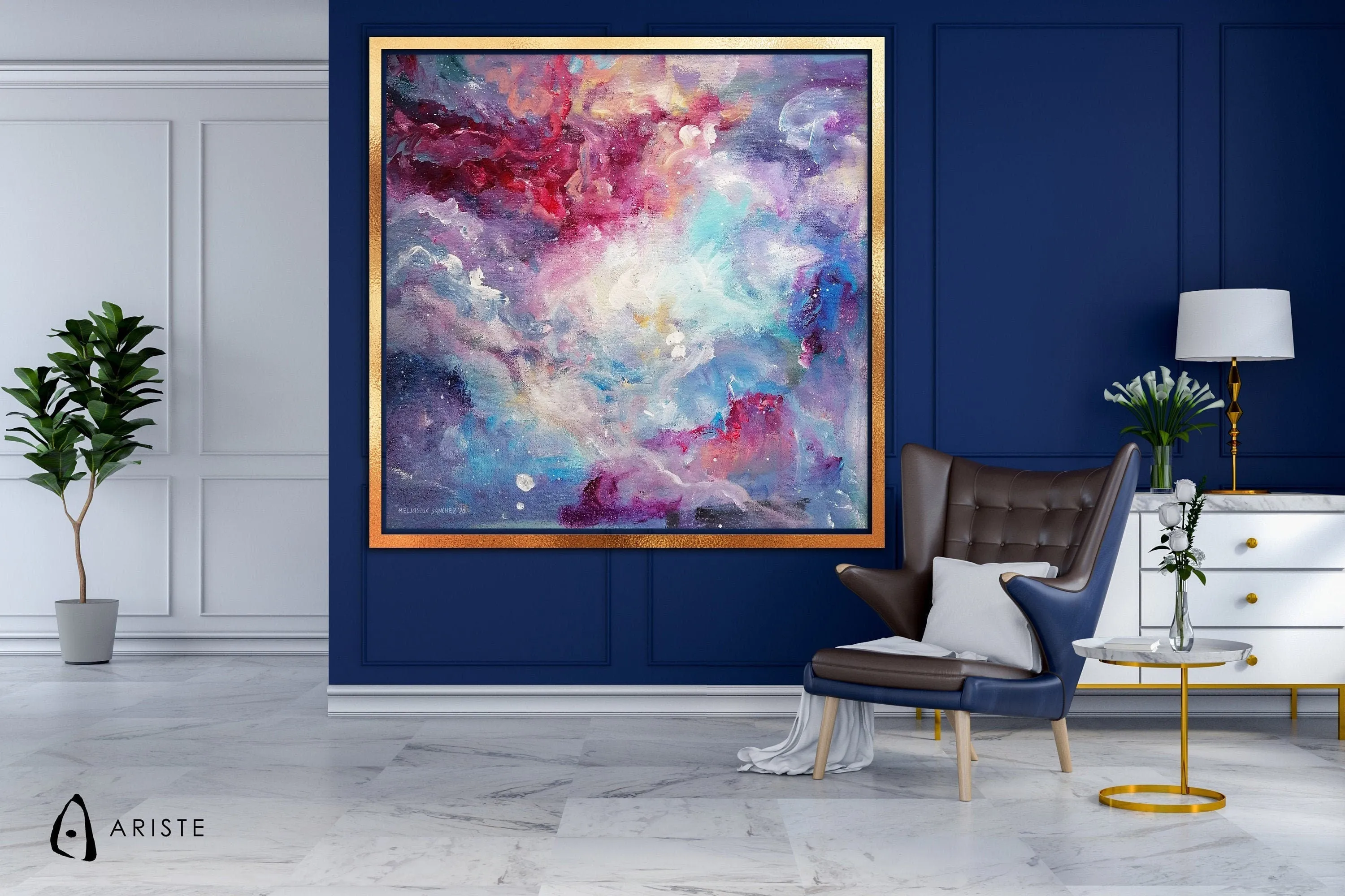 Pink & purple extra large abstract art made to order in a custom size