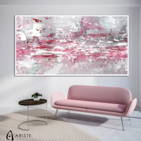 Pink & white large abstract wall art made to order in a custom size