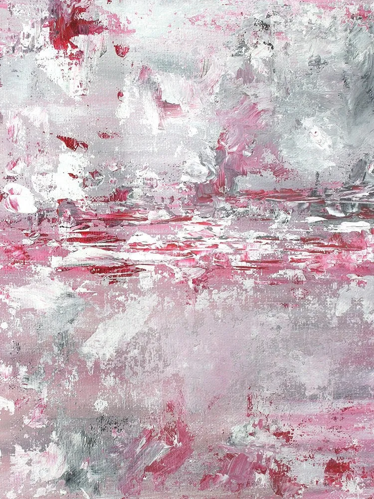 Pink & white large abstract wall art made to order in a custom size